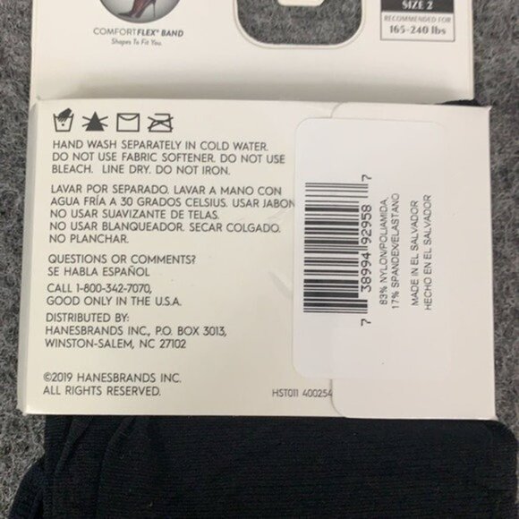 Hanes Perfect Socks Sheer Size 2 Black Enhanced Toe Comfort Flex Band 6 Pairs - Picture 11 of 12